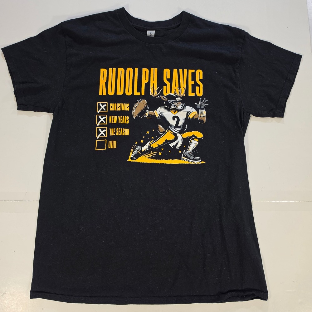 Pittsburgh Steelers Mason Rudolph Saves T Shirt Mens L Large Black Gold Football